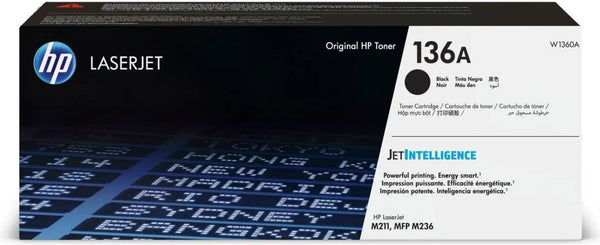 HP 136A Black Original LaserJet Toner Cartridge, W1360A